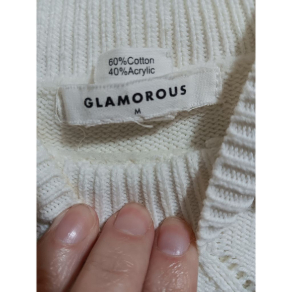 Glamorous Coquette Pointelle Knit Sweater with Embrodierd Flowers and Pom Poms - Picture 14 of 16